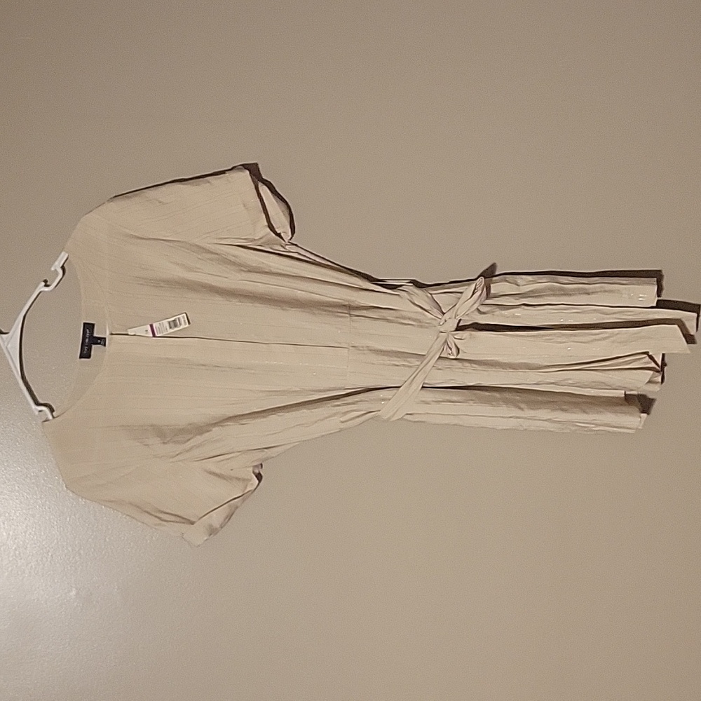 The Limited Women's Tie Front Shine Romper Beige Size 14‎ NWT